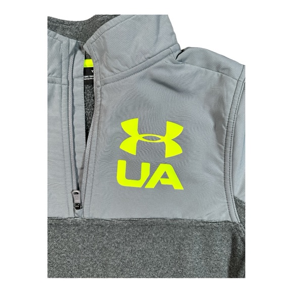 Under Armour 1/4 Zip Youth Size Large Gray With Neon Green Logo - Picture 2 of 8